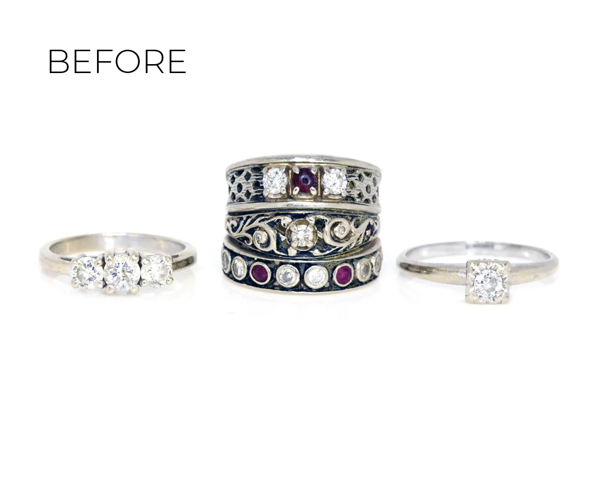 Two Tone Twist Five Diamond Wedding Ring