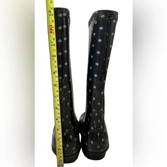 UGG Australia Shaye Charcoal Polka Dot Tall Rubber Rain Boot sz 6