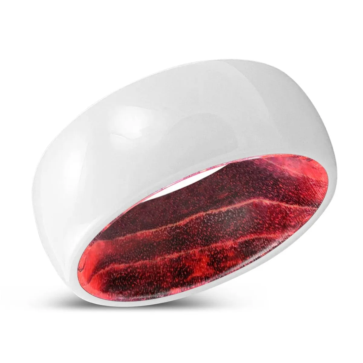 UNITY | Black & Red Wood, White Ceramic Ring, Domed