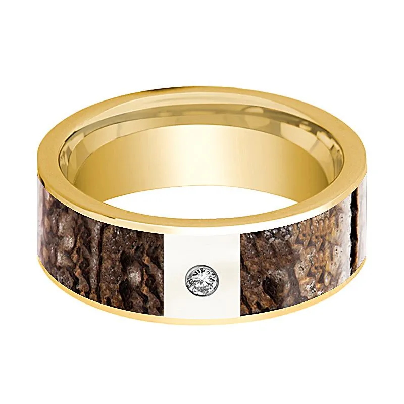 UTAHRAPTOR | 14k Yellow Gold Ring Brown Dinosaur Inlay