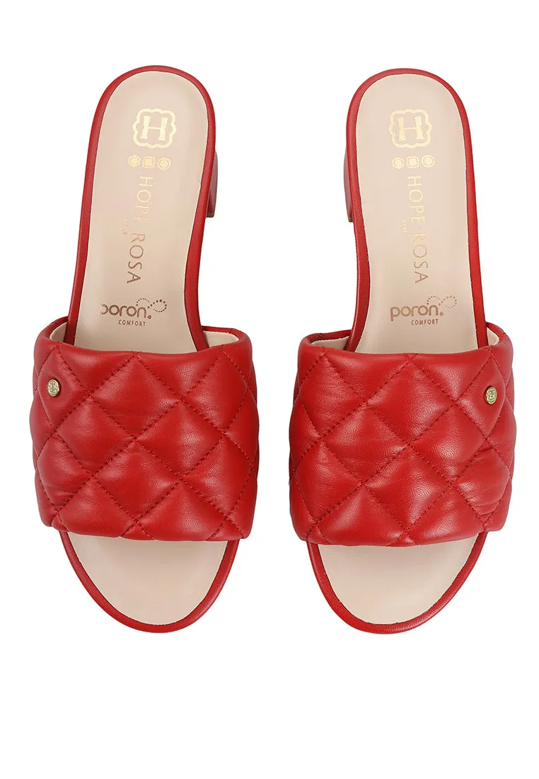 Venus Red Quilted Leather Slide Sandal