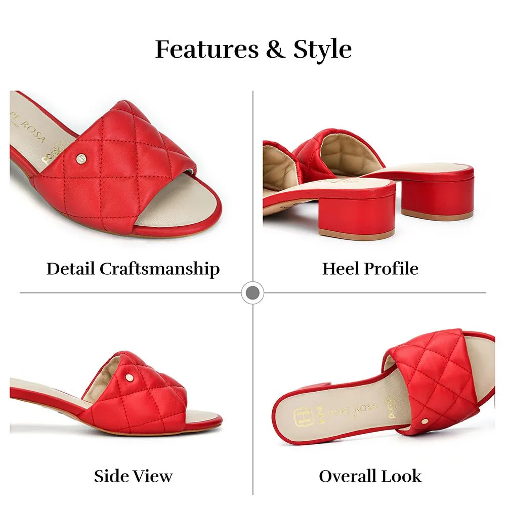 Venus Red Quilted Leather Slide Sandal
