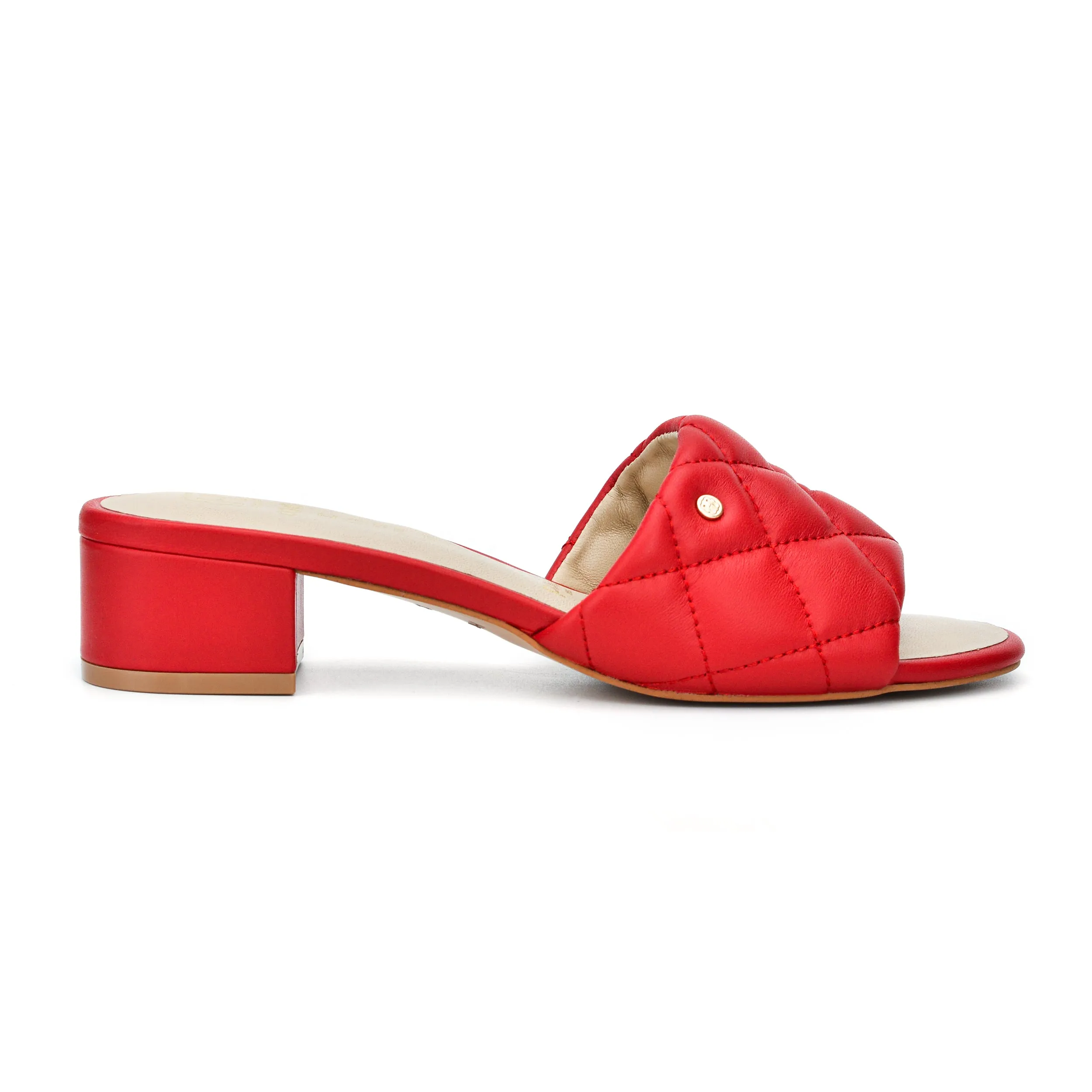 Venus Red Quilted Leather Slide Sandal