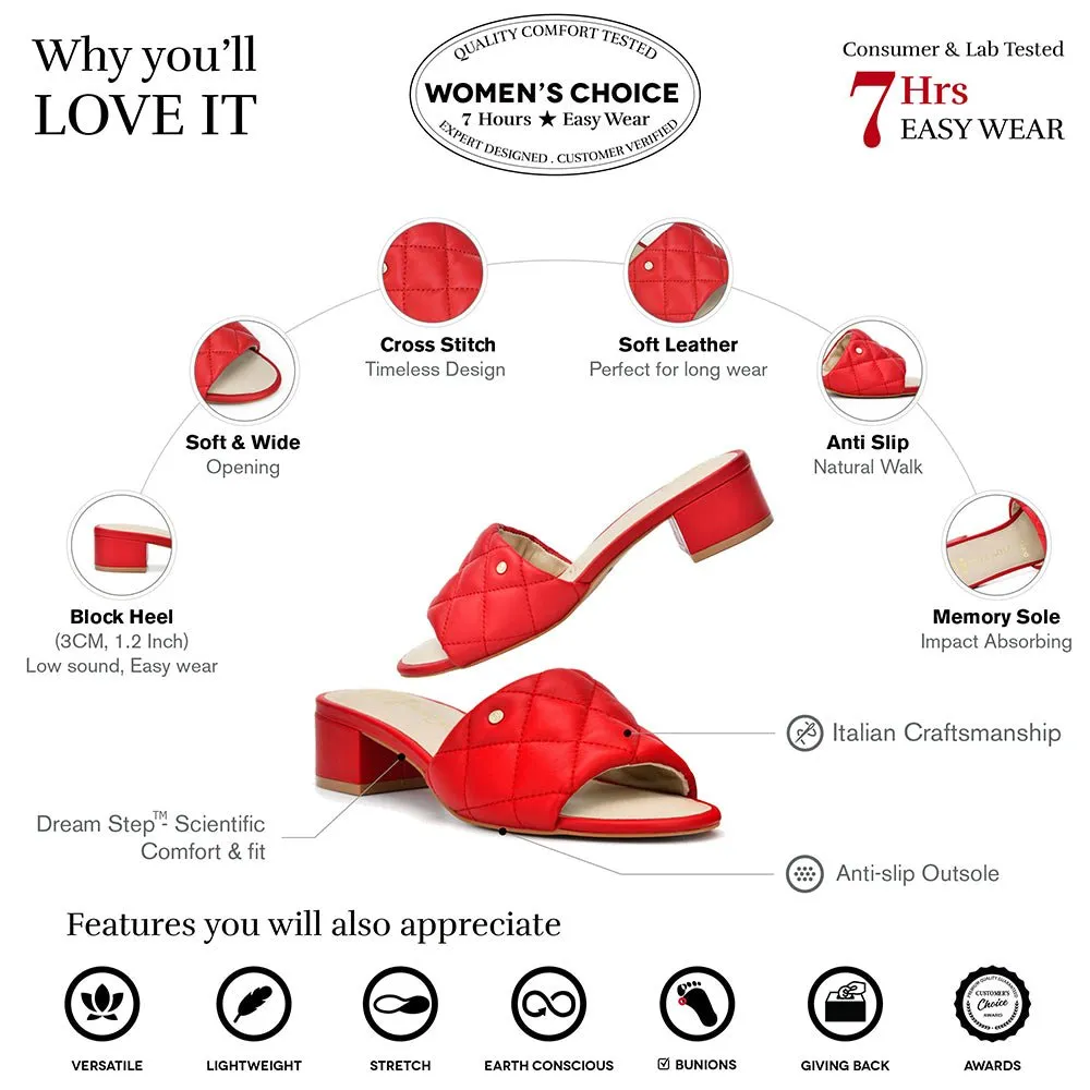Venus Red Quilted Leather Slide Sandal