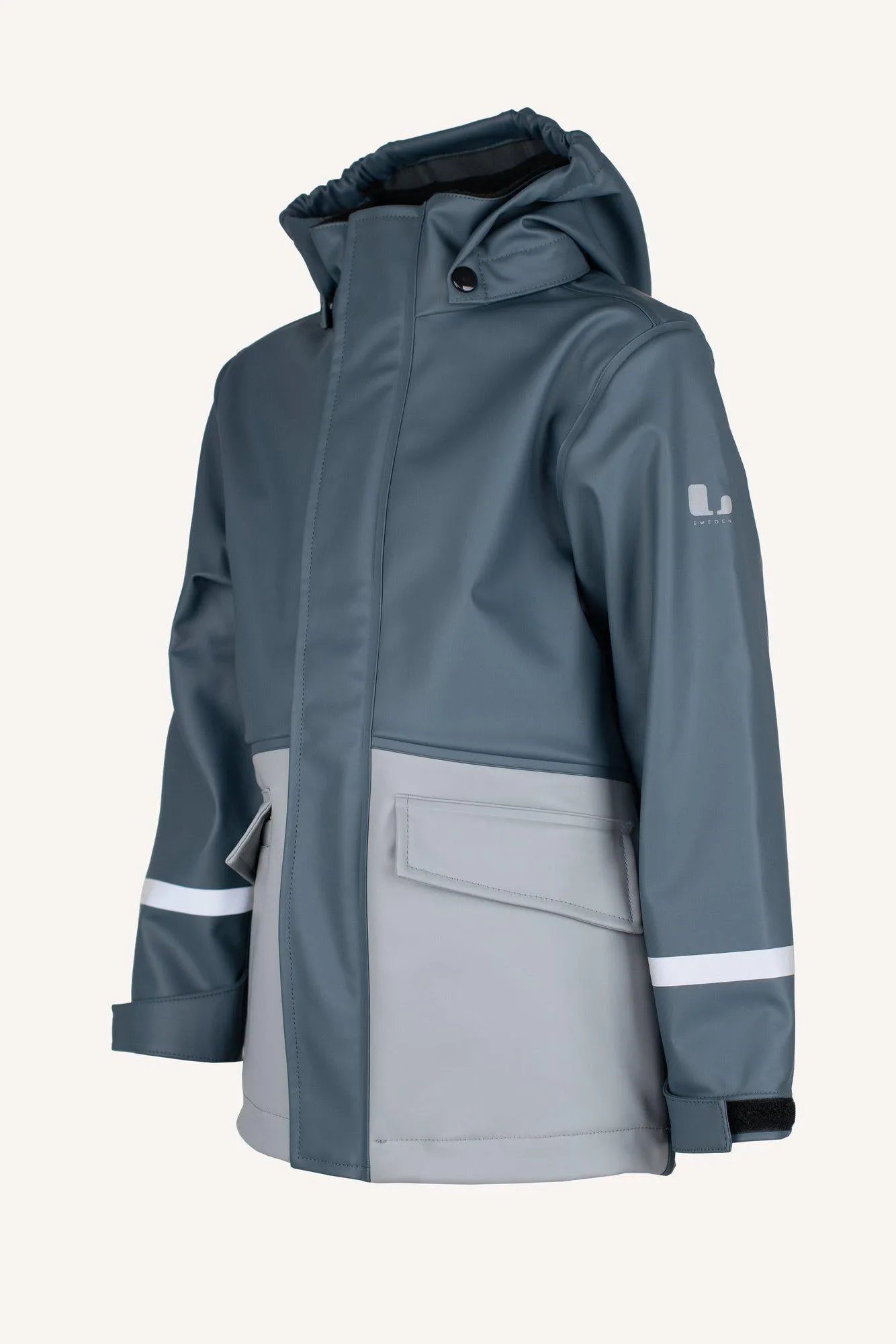 VESTBY RAIN JACKET, FLEECE - BLUE/GREY