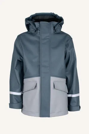 VESTBY RAIN JACKET, FLEECE - BLUE/GREY