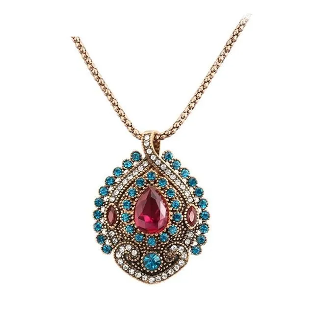 Vintage Pink Zircon Jewelry Set Gold Women Wedding Jewelry