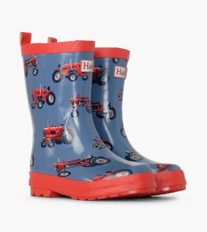 Vintage Tractors Shiny Rain Boots