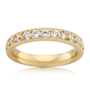 Women's Medium Yellow Gold Bead Set Diamond Wedding Ring