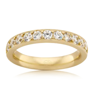 Women's Medium Yellow Gold Bead Set Diamond Wedding Ring