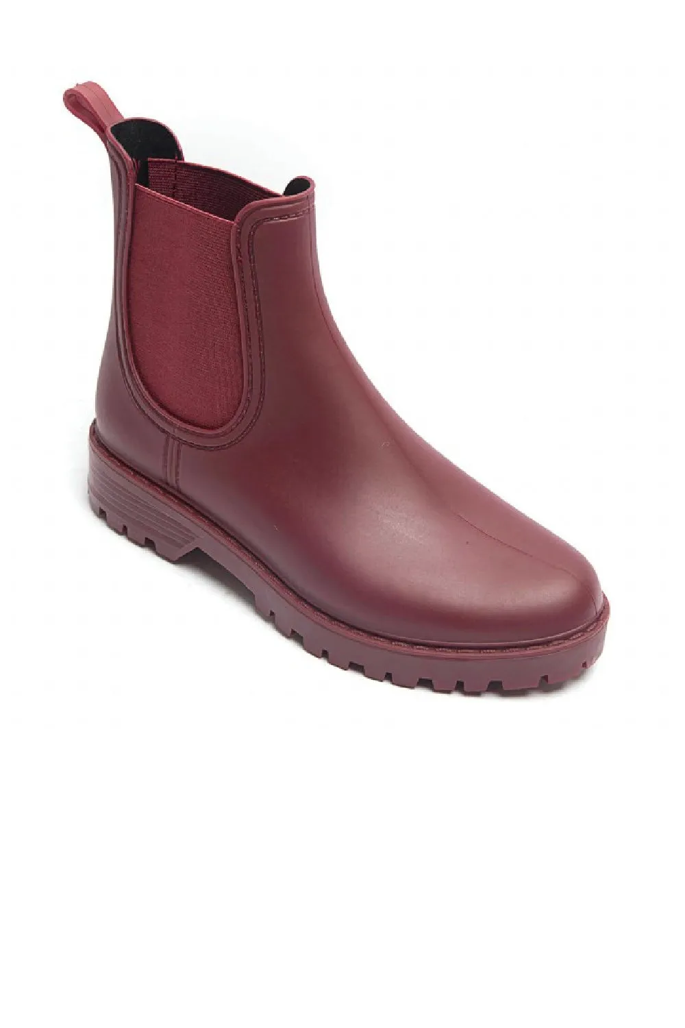 WOMENS RED SLIP ON RAIN BOOTS SHOES