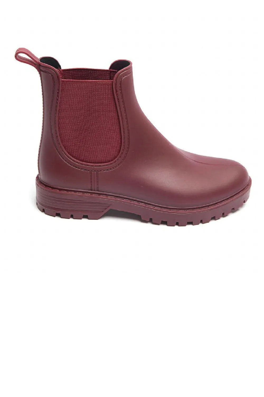 WOMENS RED SLIP ON RAIN BOOTS SHOES