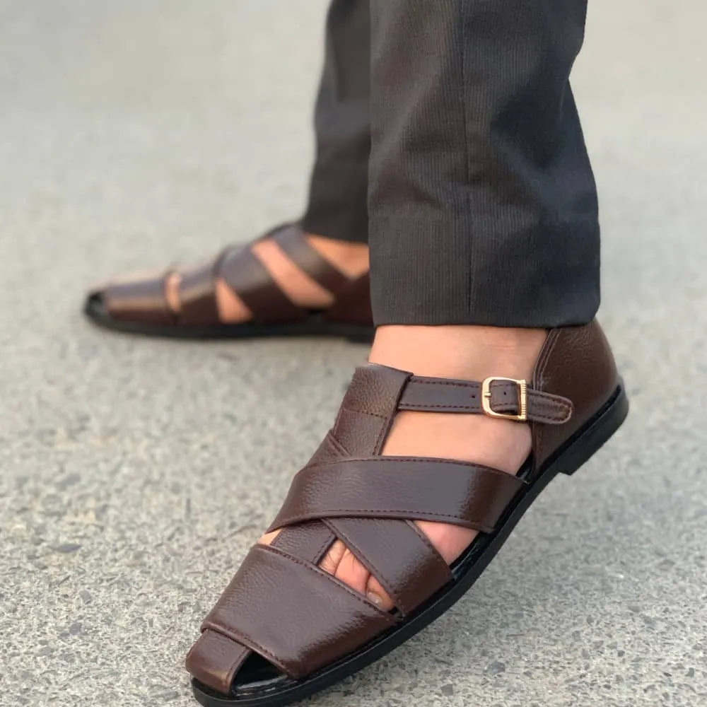 WS Pure leather Handmade Brown Mild Sandal- 688