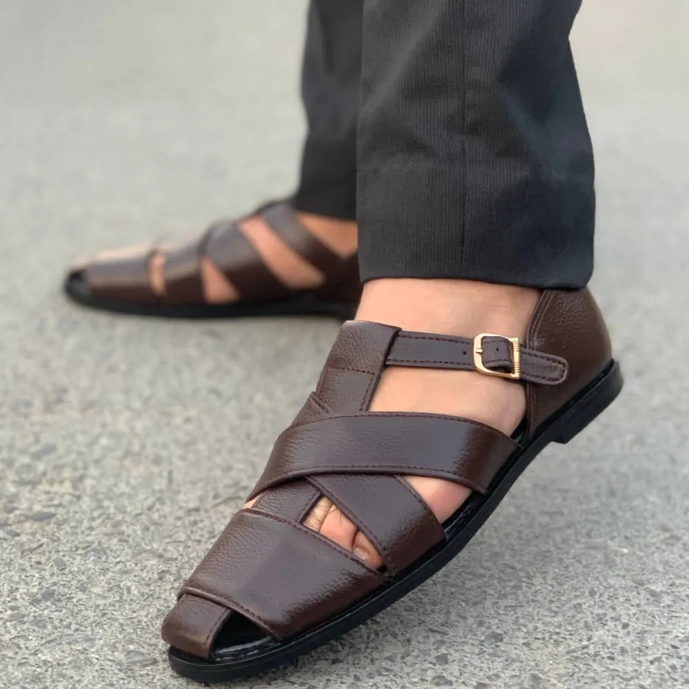 WS Pure leather Handmade Brown Mild Sandal- 688
