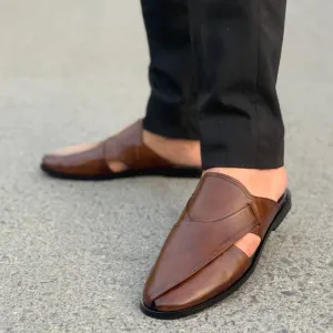 WS Pure leather Handmade Halfcut Peshawari Mustard- 00687